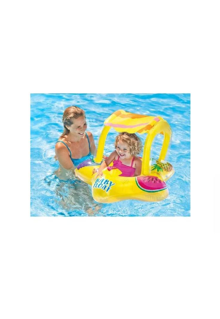 Flotador salvavidas inflable con techo estrella amarillo-3