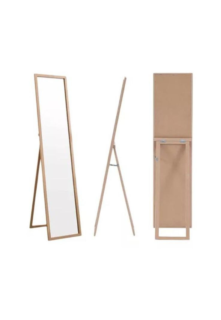 Espejo Cuerpo Entero 150x40cm Base Plegable Estilo Japonés Marrón-2