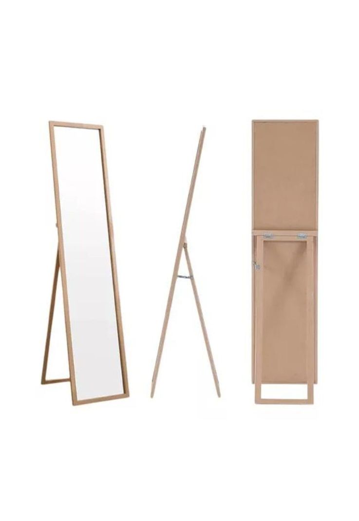 Espejo Cuerpo Entero 150x40cm Base Plegable Estilo Japonés Blanco-2