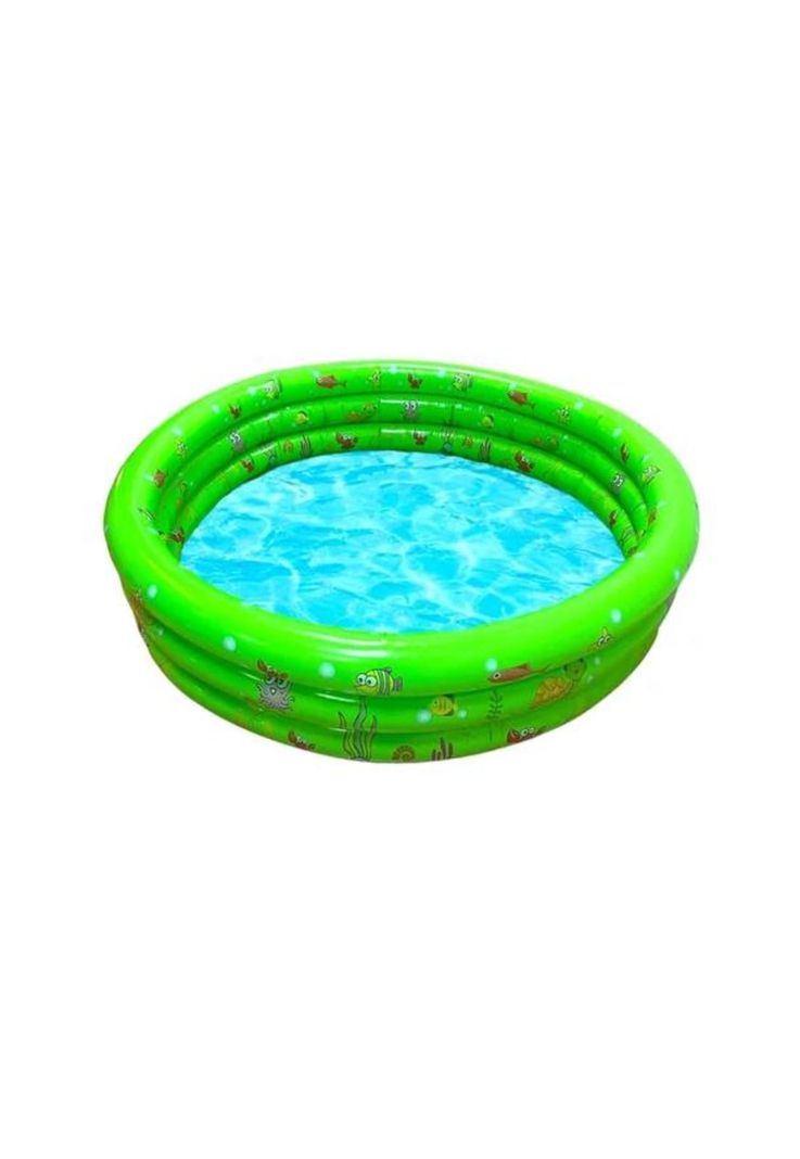 Piscina inflable plástico 3 anillos 130x35 cm verano niños verde-0
