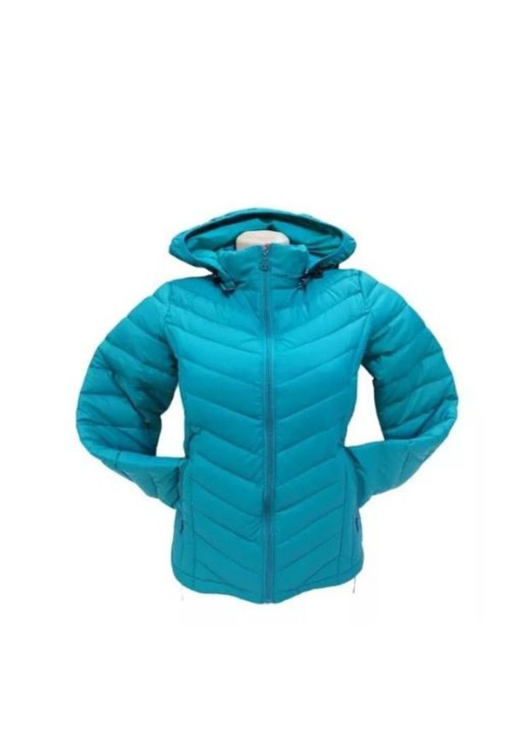 Chaqueta 3/4 Corta Mujer Engomada Térmica, Envío Rápido, Turquesa Claro, Talla L-0