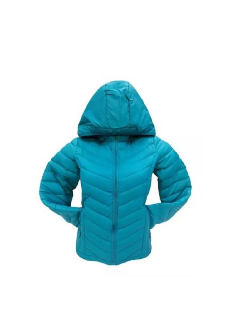 Chaqueta 3/4 Corta Mujer Engomada Térmica, Envío Rápido, Turquesa Claro, Talla L-1