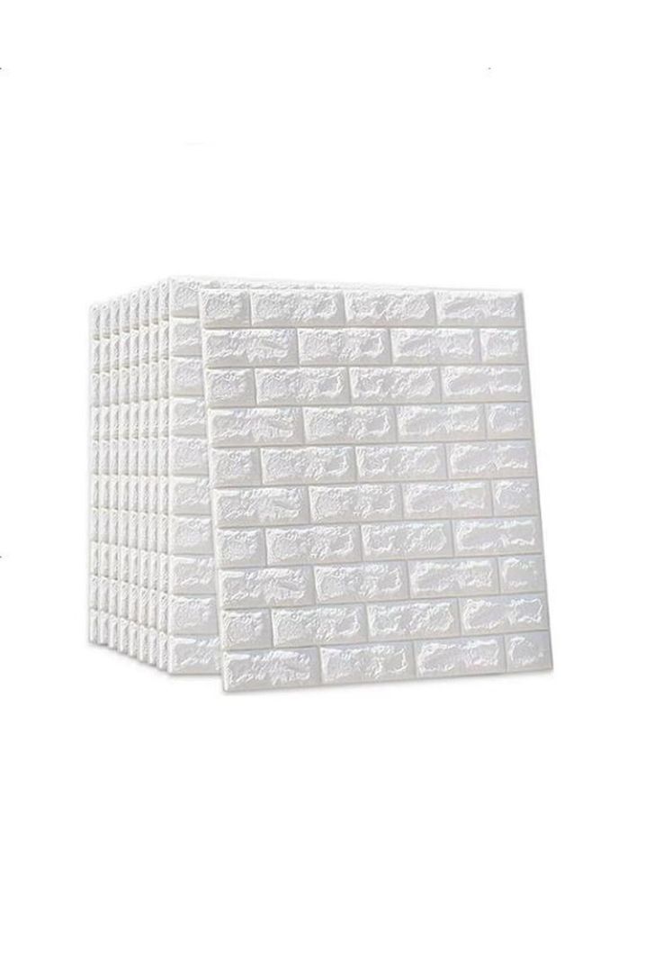 Pack de 10 Láminas de Papel Mural 3D Ladrillo Blanco 77x70cm-0