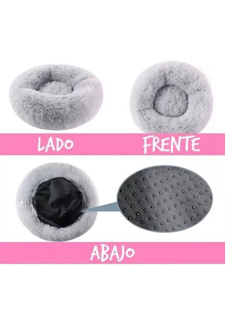 Cama antiestrés peluda para perros y gatos 70 cm marrón-1
