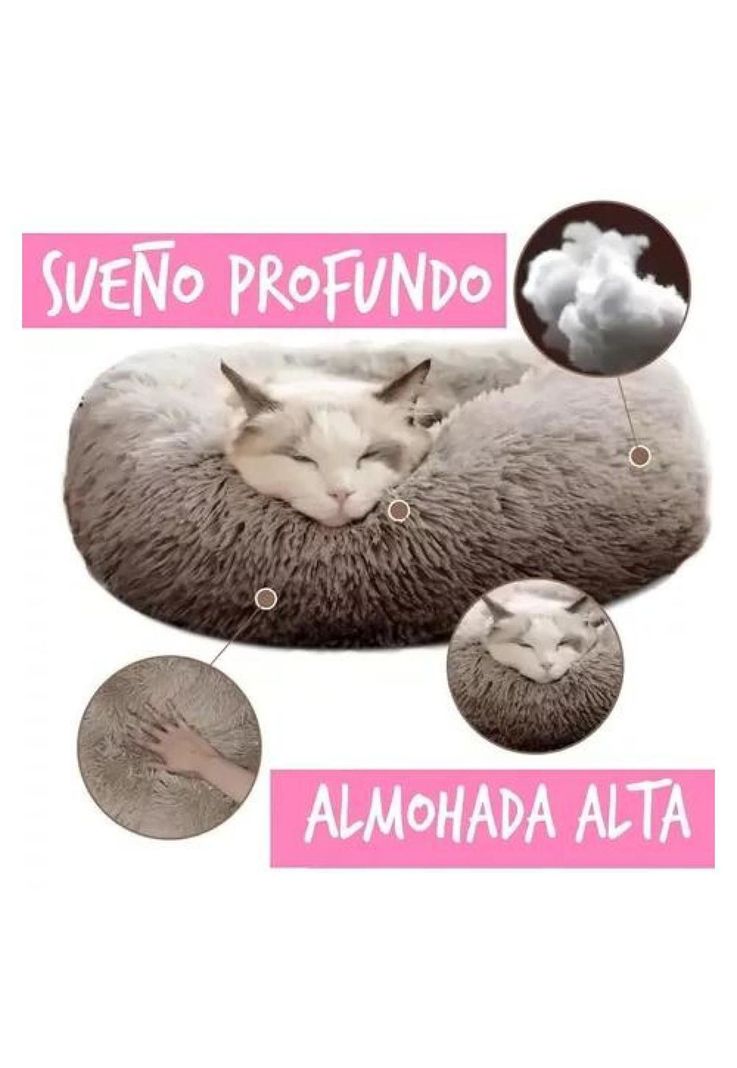 Cama antiestrés peluda para perros y gatos 70 cm marrón-3