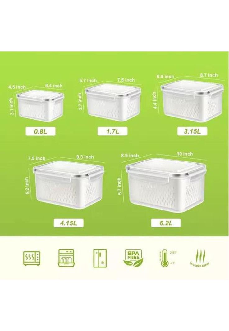Set de 5 contenedores herméticos de plástico para cocina y despensa-0