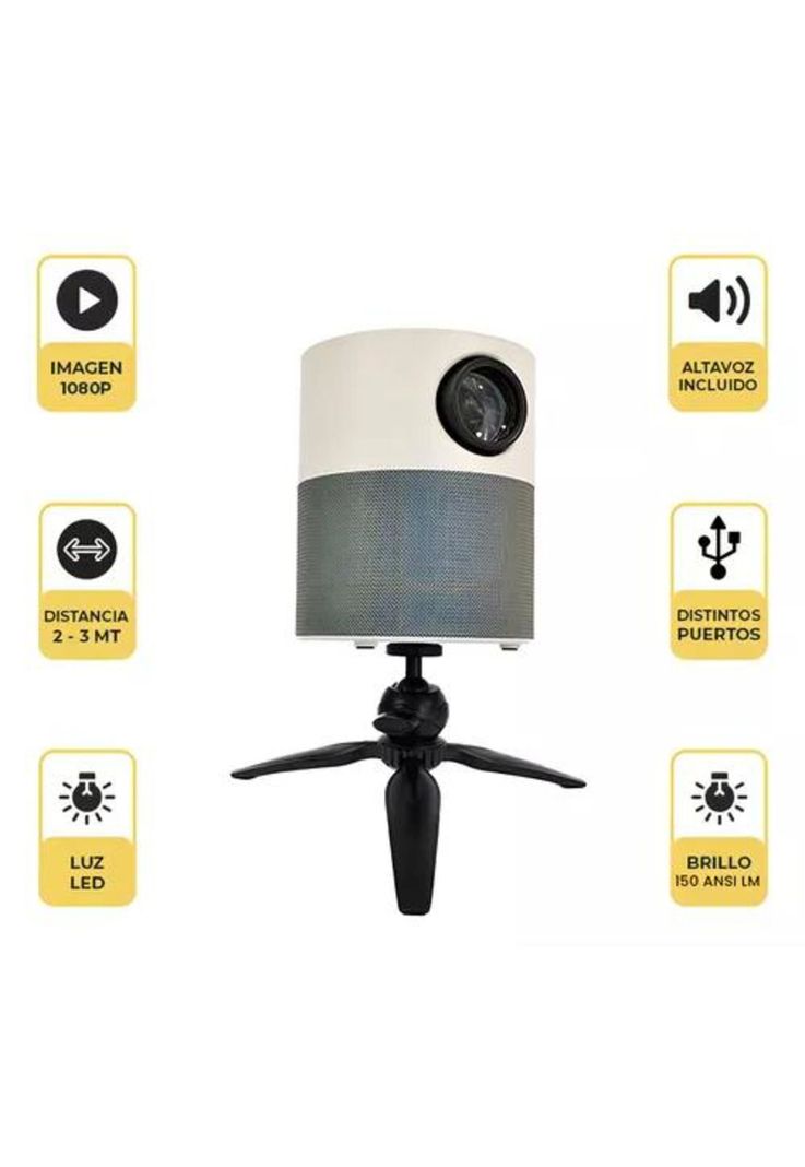 Proyector Led Portátil 360º Full Hd Home Cinema  Color Blanco-1