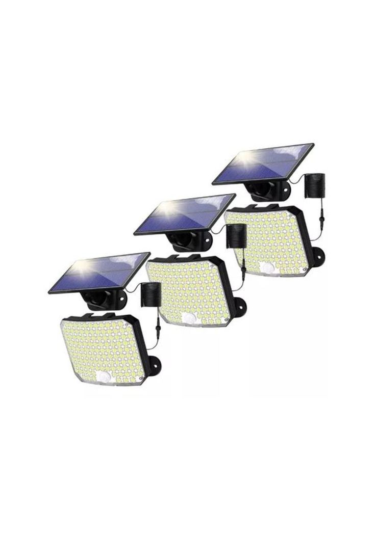 Set 2 foco solar exteriores panel luces solares 100w negro-2