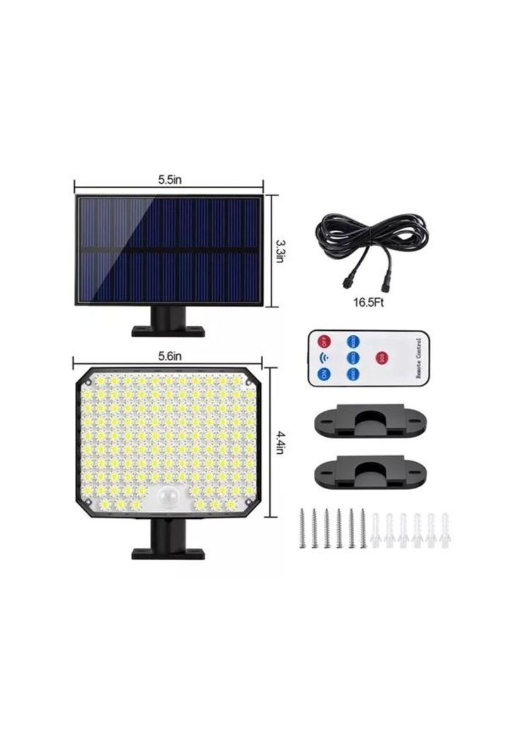 Set 2 foco solar exteriores panel luces solares 100w negro-3
