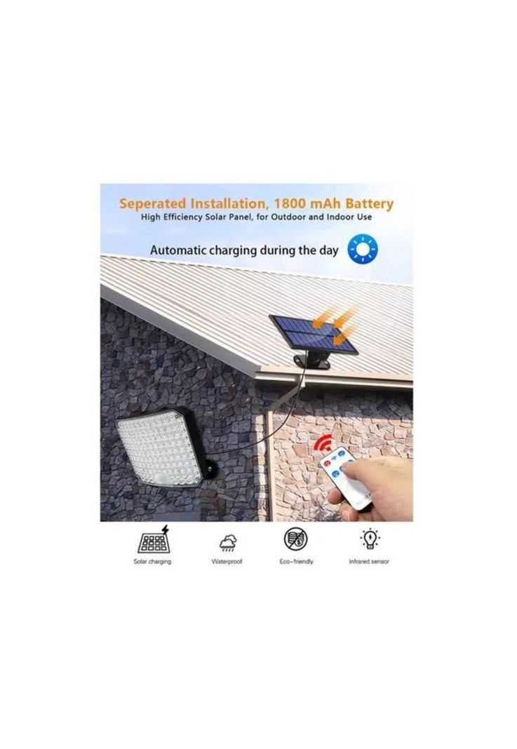 Set 2 foco solar exteriores panel luces solares 100w negro-5