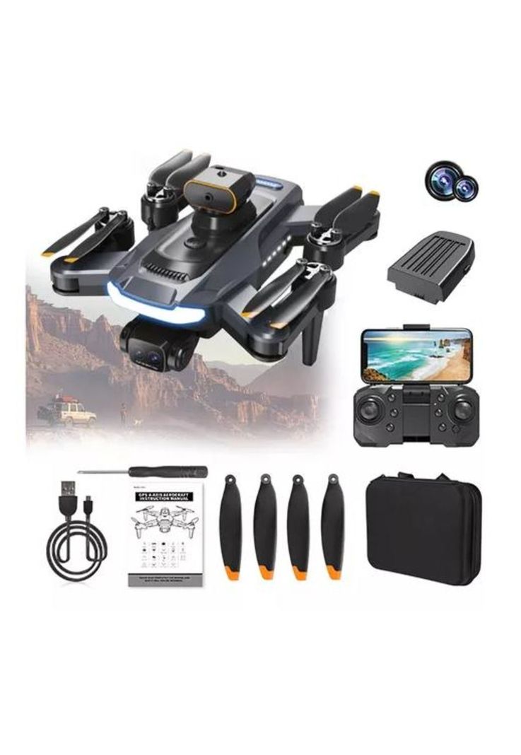 Drone 8K con cámara dual y 2 baterías anti-obstáculos giro 360-0