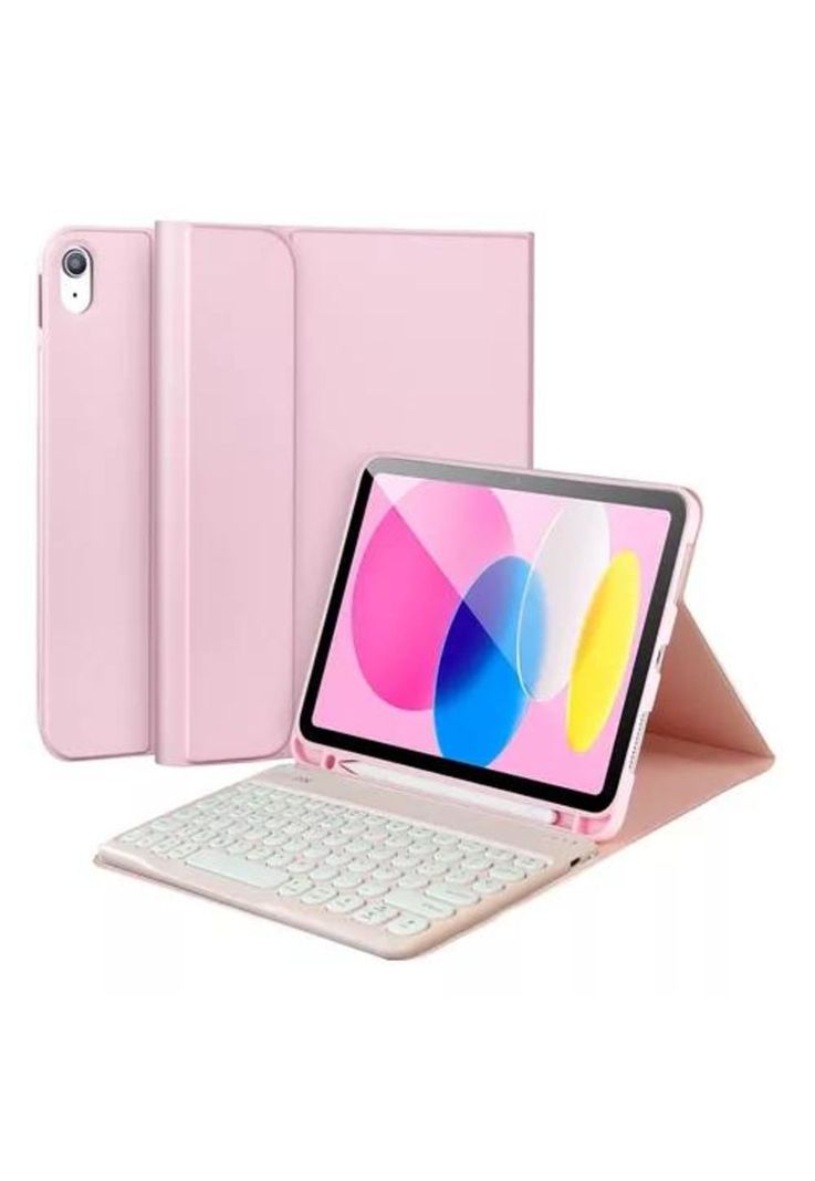 Carcasa funda con teclado para iPad Linkon 10.2 y 10.9, color rosado-0