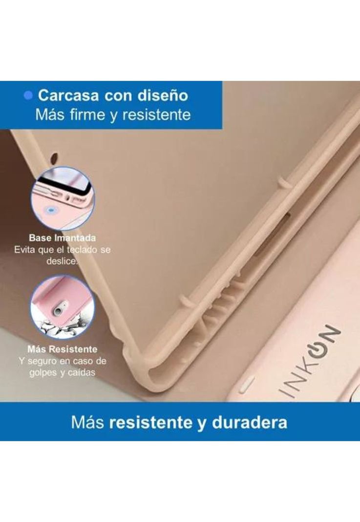 Carcasa funda con teclado para iPad Linkon 10.2 y 10.9, color rosado-3