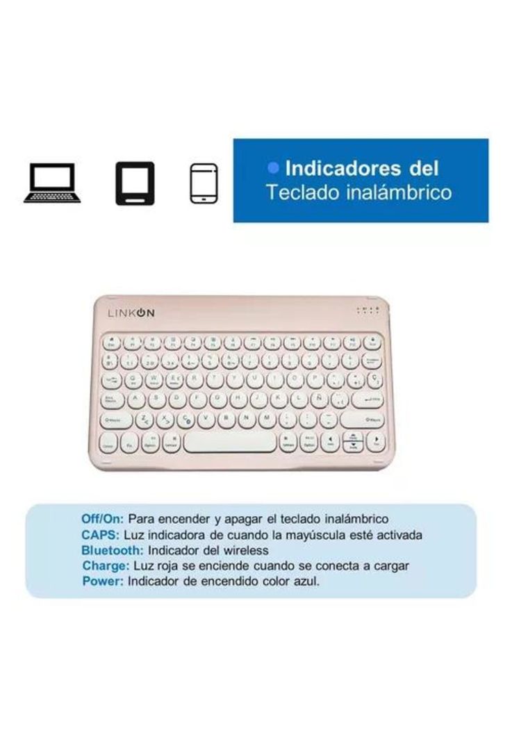 Carcasa funda con teclado para iPad Linkon 10.2 y 10.9, color rosado-4