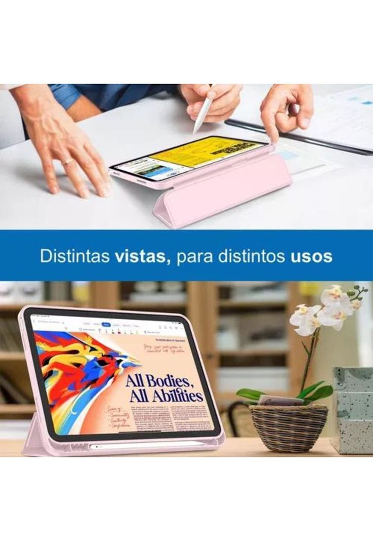 Carcasa funda con teclado para iPad Linkon 10.2 y 10.9, color rosado-6