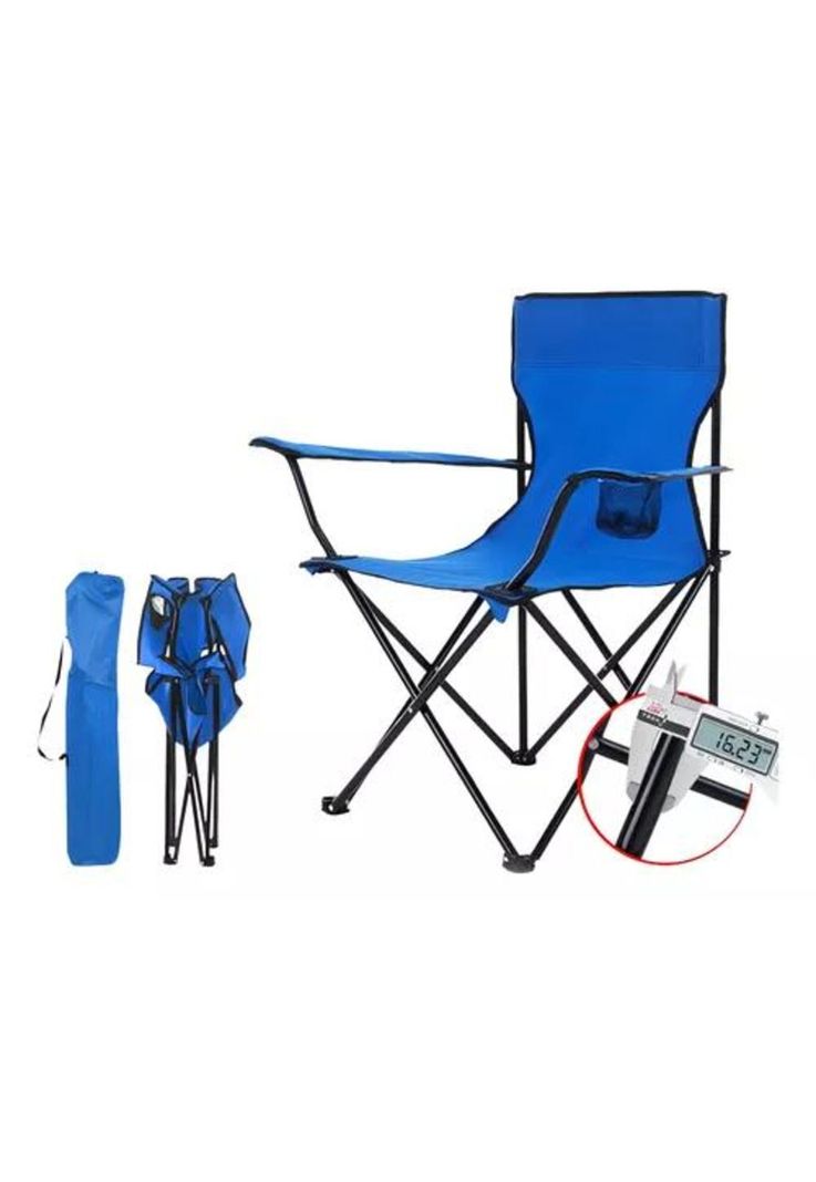 Silla plegable de camping para picnic y playa azul-4