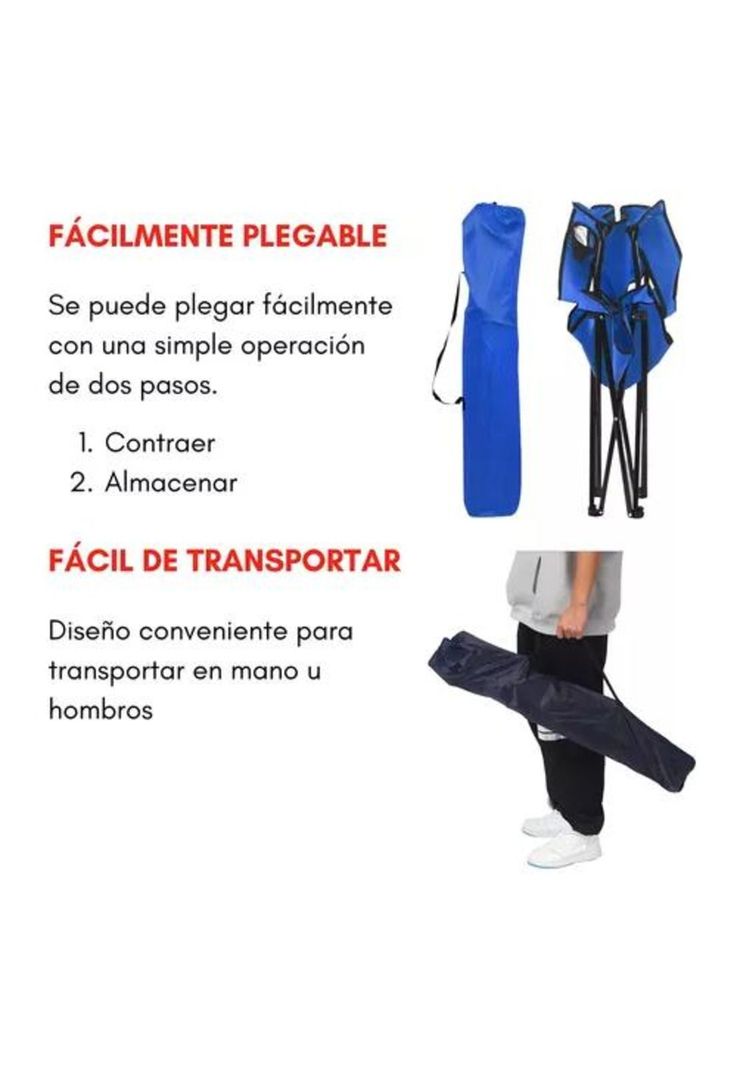 Silla plegable de camping para picnic y playa azul-6