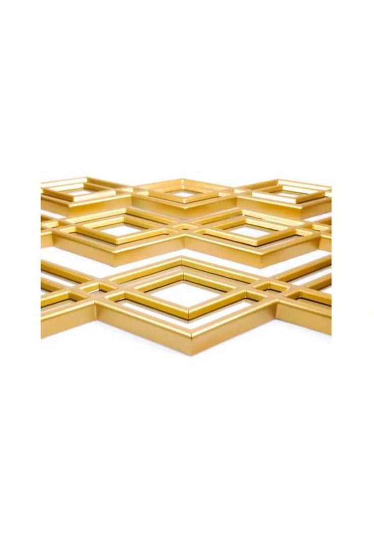 Espejo Decorativo Dorado Diseño Rombo 87x35cm-0