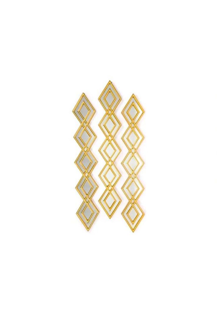 Espejo Decorativo Dorado Diseño Rombo 87x35cm-1