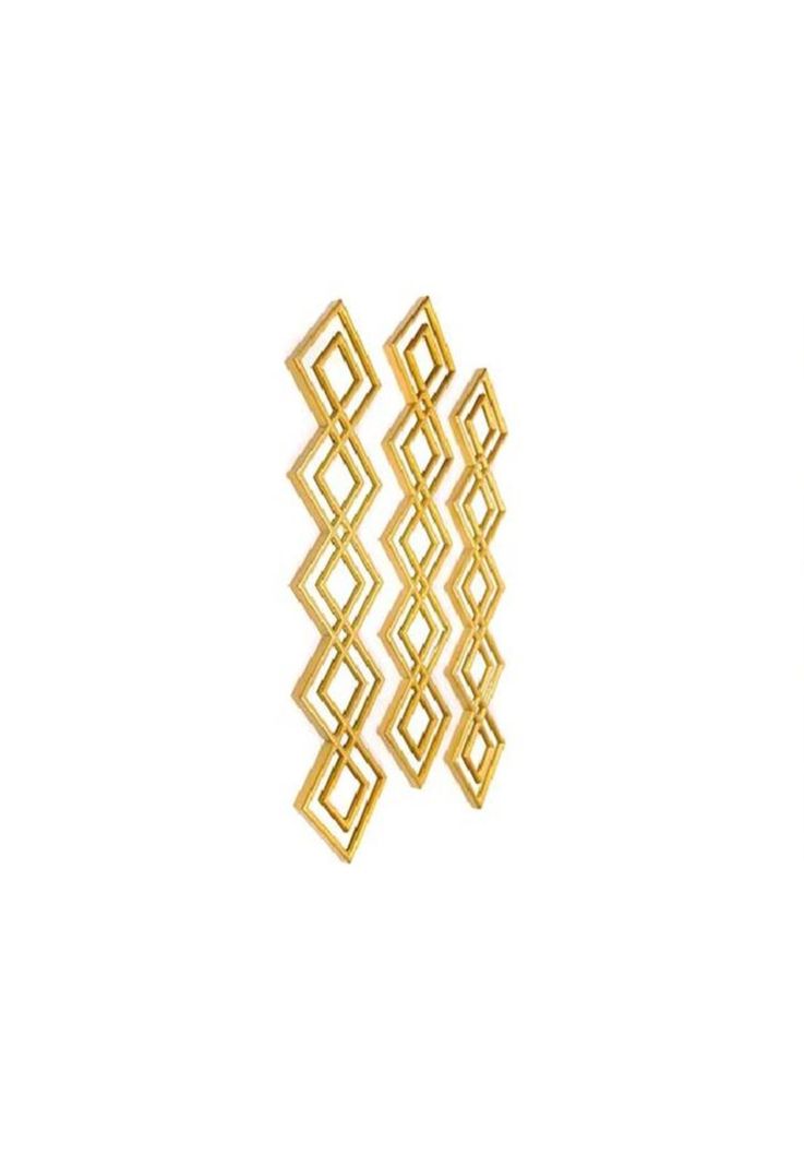 Espejo Decorativo Dorado Diseño Rombo 87x35cm-2