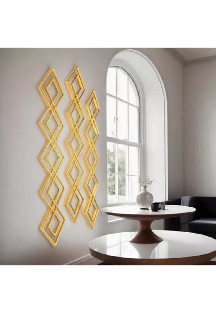 Espejo Decorativo Dorado Diseño Rombo 87x35cm-3
