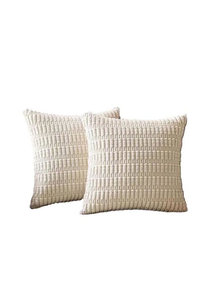 Pack de 2 Fundas de Almohadas Cojín 45x45 cm con Diseño Suave para Sillón y Cama Blanco Crema-0