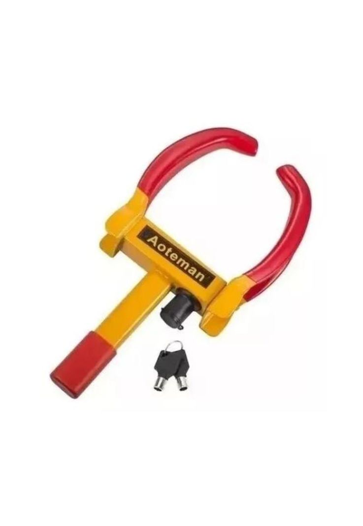 Traba rueda antirrobo para auto y moto, ajustable, color amarillo-0
