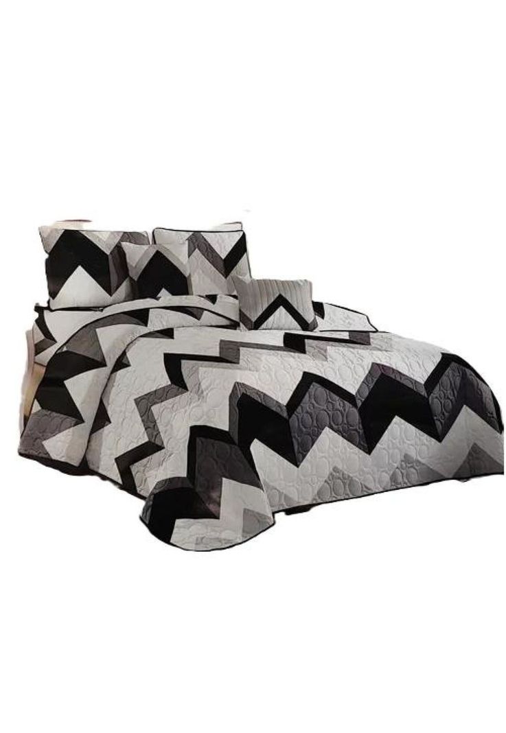 Cubrecama de verano 1.5 plazas + 1 funda cobertor, color mix negro/blanco-1