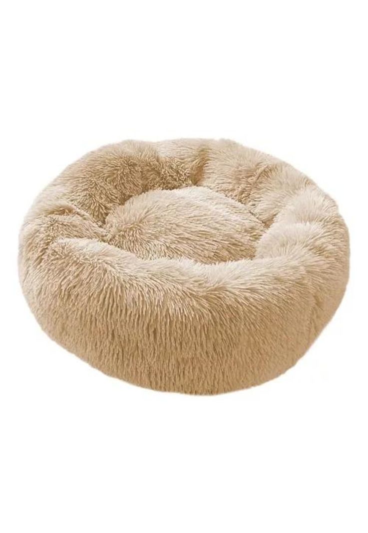 Cama para mascotas felpa antiestrés 80 cm XL beige-0