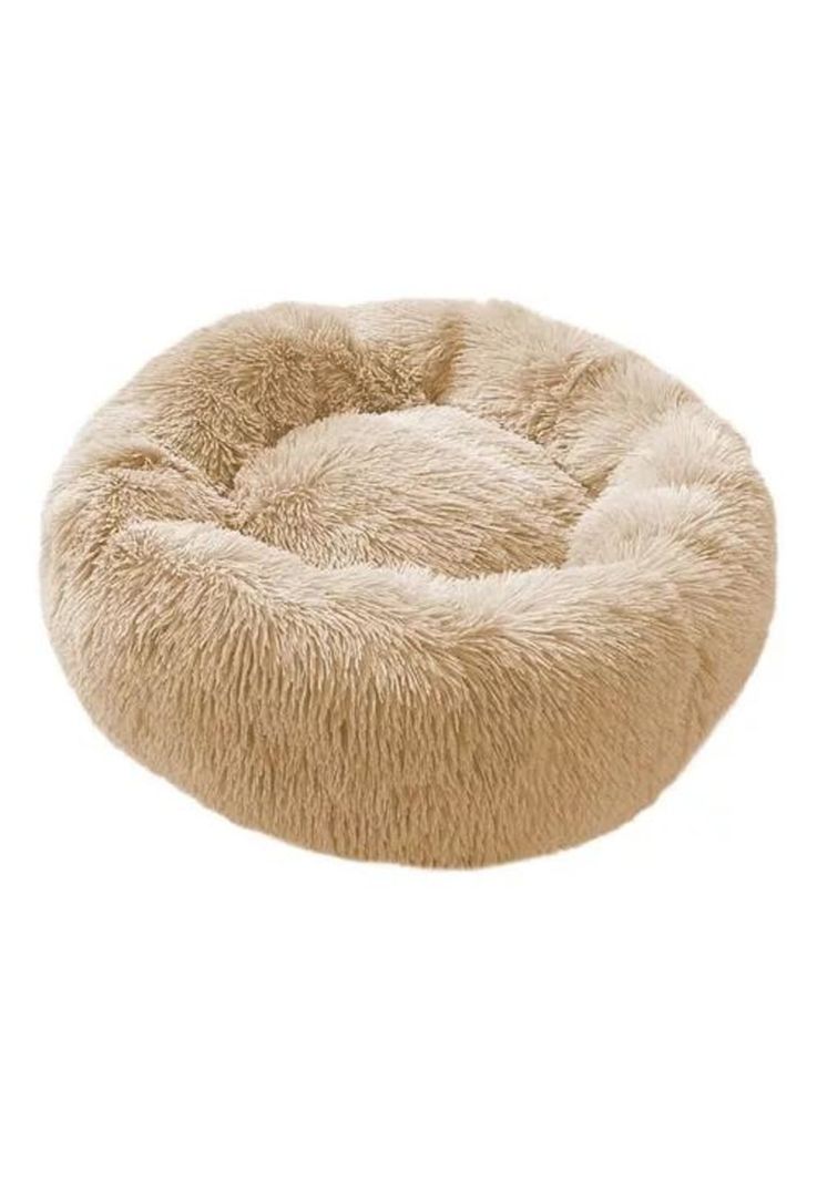 Cama para mascotas felpa antiestrés 80 cm XL beige-2