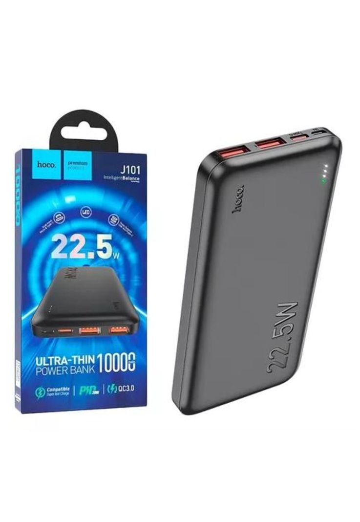 Power bank Hoco 10,000 mAh, 22.5W, cargador portátil, color negro-1