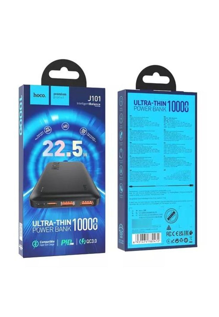 Power bank Hoco 10,000 mAh, 22.5W, cargador portátil, color negro-2