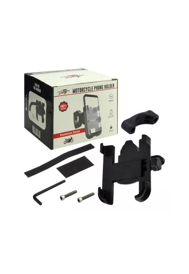 Soporte porta celular móvil para moto y bici, metálico antivibración, color negro-2