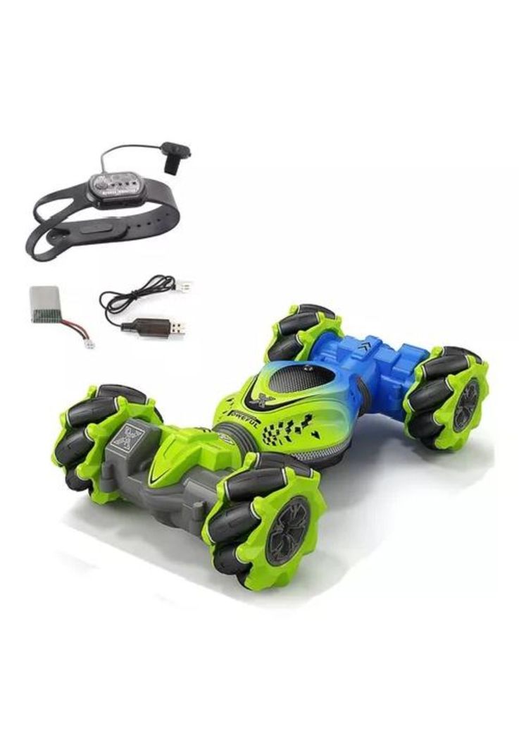 Auto loco 4x4 trucos pro con control 2.4G verde-1