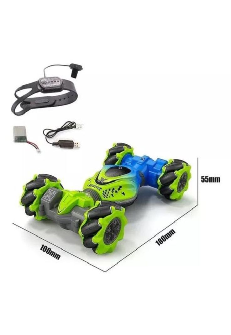 Auto loco 4x4 trucos pro con control 2.4G verde-2