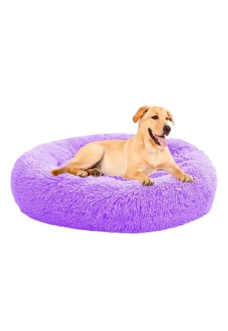 Cama para mascotas felpa antiestrés 80 cm XL violeta-0