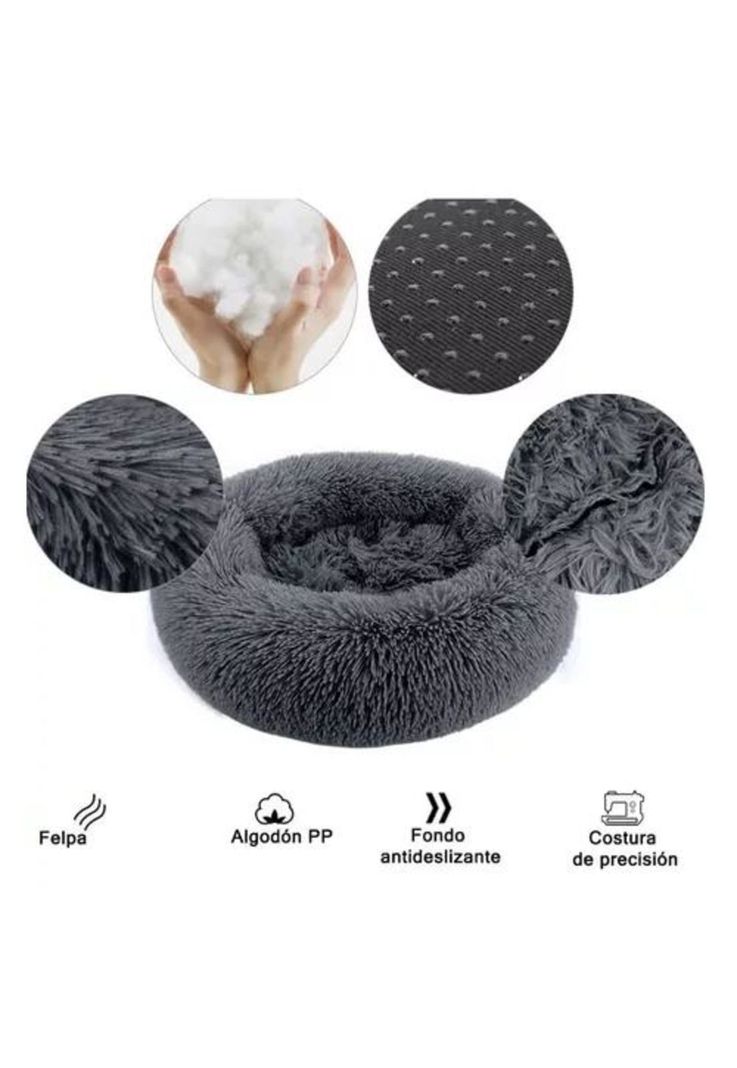 Cama para mascotas felpa antiestrés 80 cm XL violeta-2