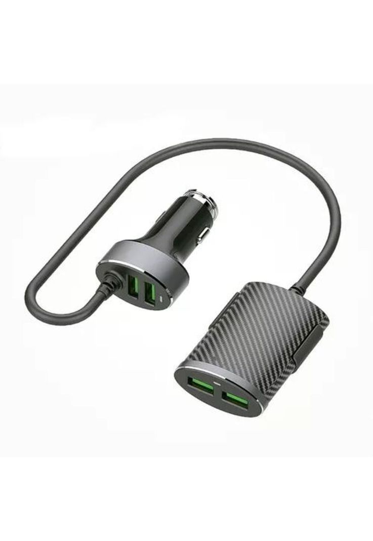 Cargador USB auto con alargador 4 puertos 1 metro-0