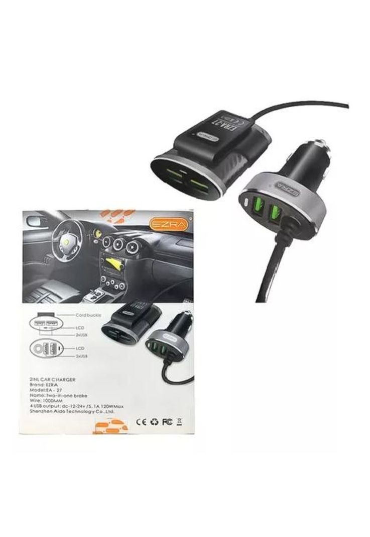 Cargador USB auto con alargador 4 puertos 1 metro-5