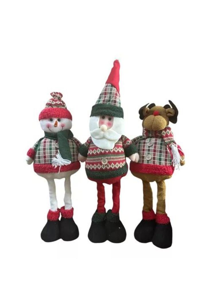 Pack x3 muñecos navideños pata larga pascuero, mono nieve verde-0