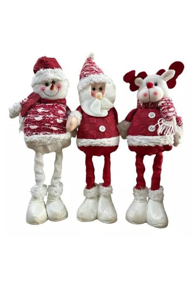 Pack x3 muñecos navideños pata larga pascuero, mono nieve verde-1