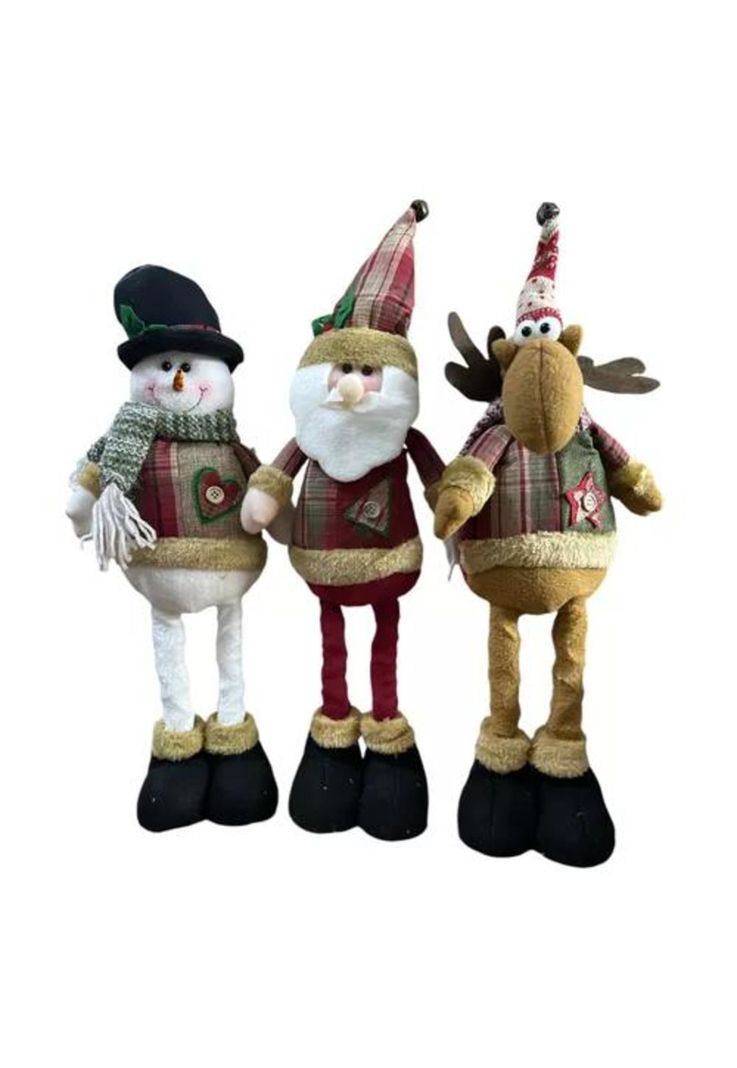 Pack x3 muñecos navideños pata larga pascuero, mono nieve verde-2