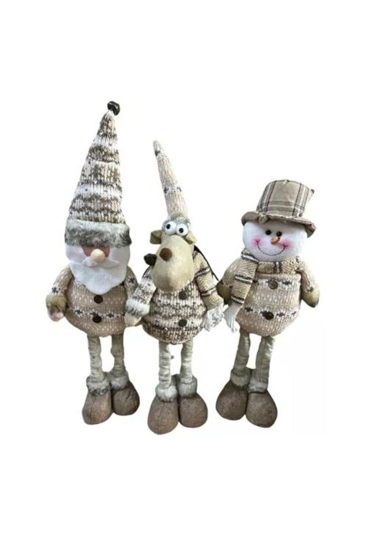 Pack x3 muñecos navideños pata larga pascuero, mono nieve verde-3