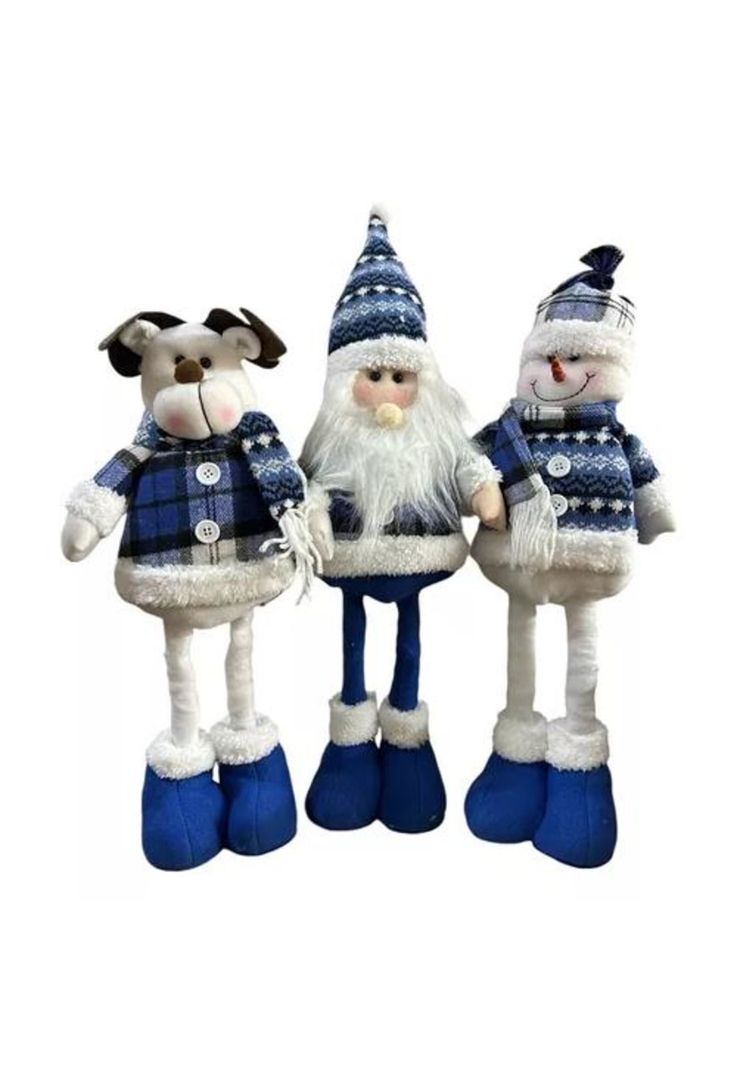 Pack x3 muñecos navideños pata larga pascuero, mono nieve verde-5