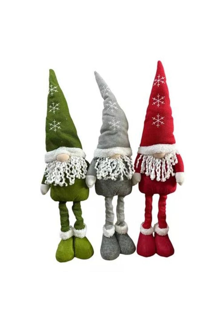 Pack x3 muñecos navideños pata larga pascuero, mono nieve verde-6