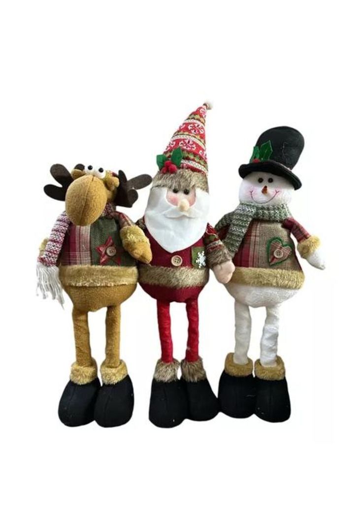 Pack x3 muñecos navideños pata larga pascuero, mono nieve verde-7