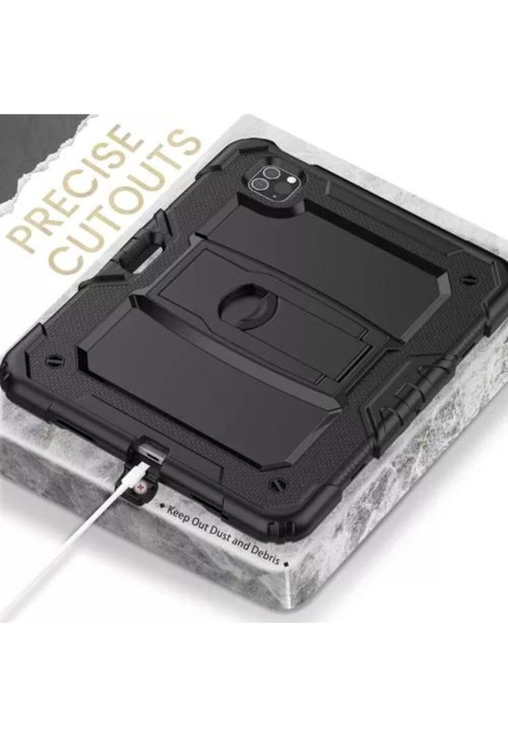 Mica y funda para iPad Air 5 (10.9") y Pro 11, color negro, correa-3