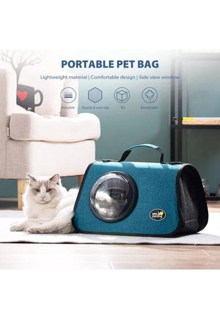 Bolso de transporte cápsula para mascotas malla transpirable verde-5