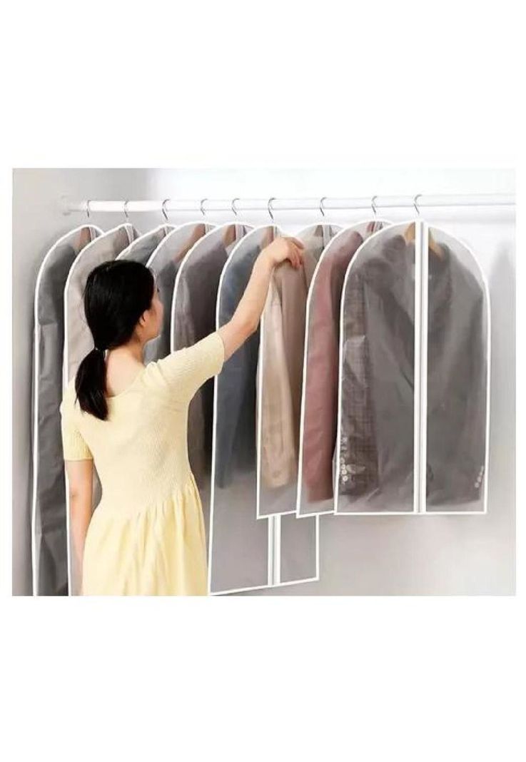 Fundas bolsas transparentes para ropa 5 pcs blancas-3