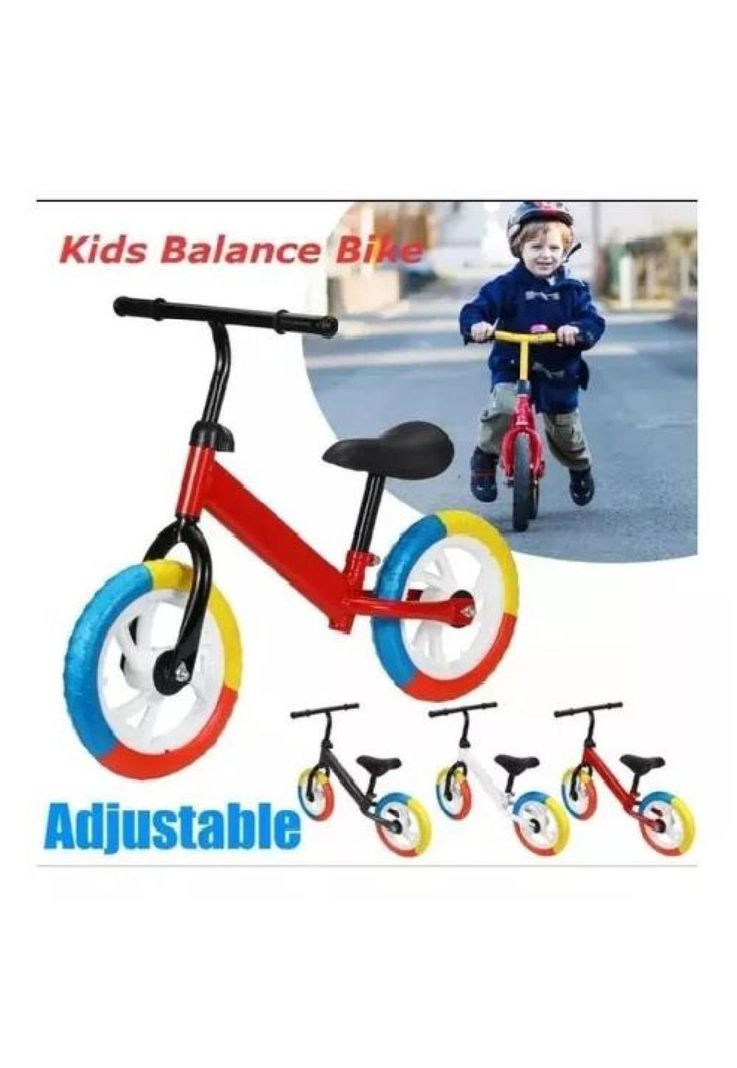 Bicicleta De Equilibrio Sin Pedales De Aprendizaje Niños Roja rueda Colores-1